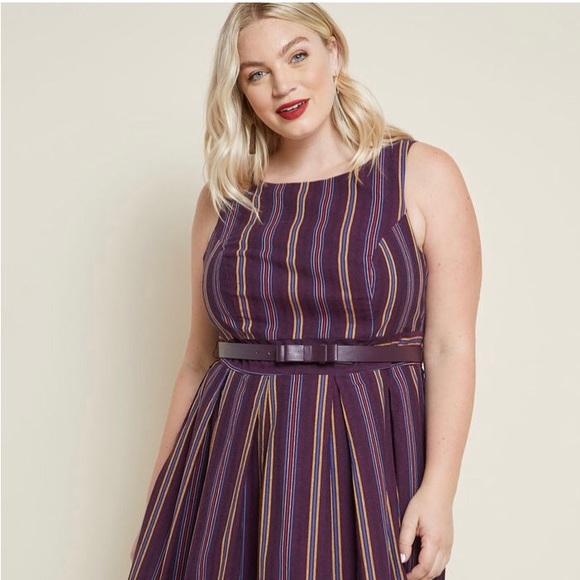 Modcloth Dresses & Skirts - NWOT Modcloth purple striped dress. Size 2X